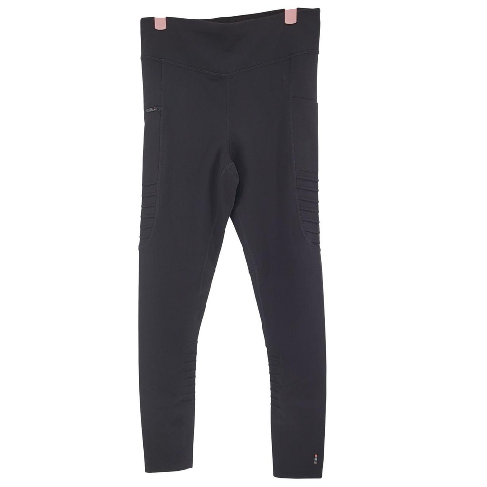 NEW Smartwool Womens Merino Sport Moto Tights Black High Rise Leggings Medium